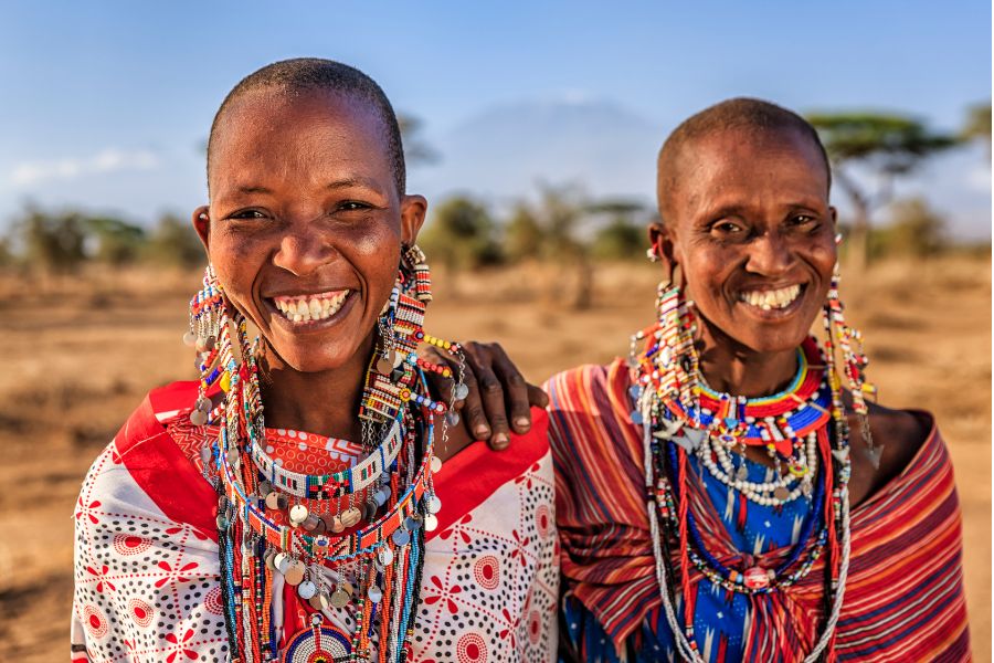 Two African women from the Maasai tribe, Kenya, East Africa.