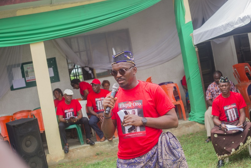 The President of the National Museum Society, John Amanam, is giving his speech during the International Museum Day 2026 celebration at the National Museum Uyo.