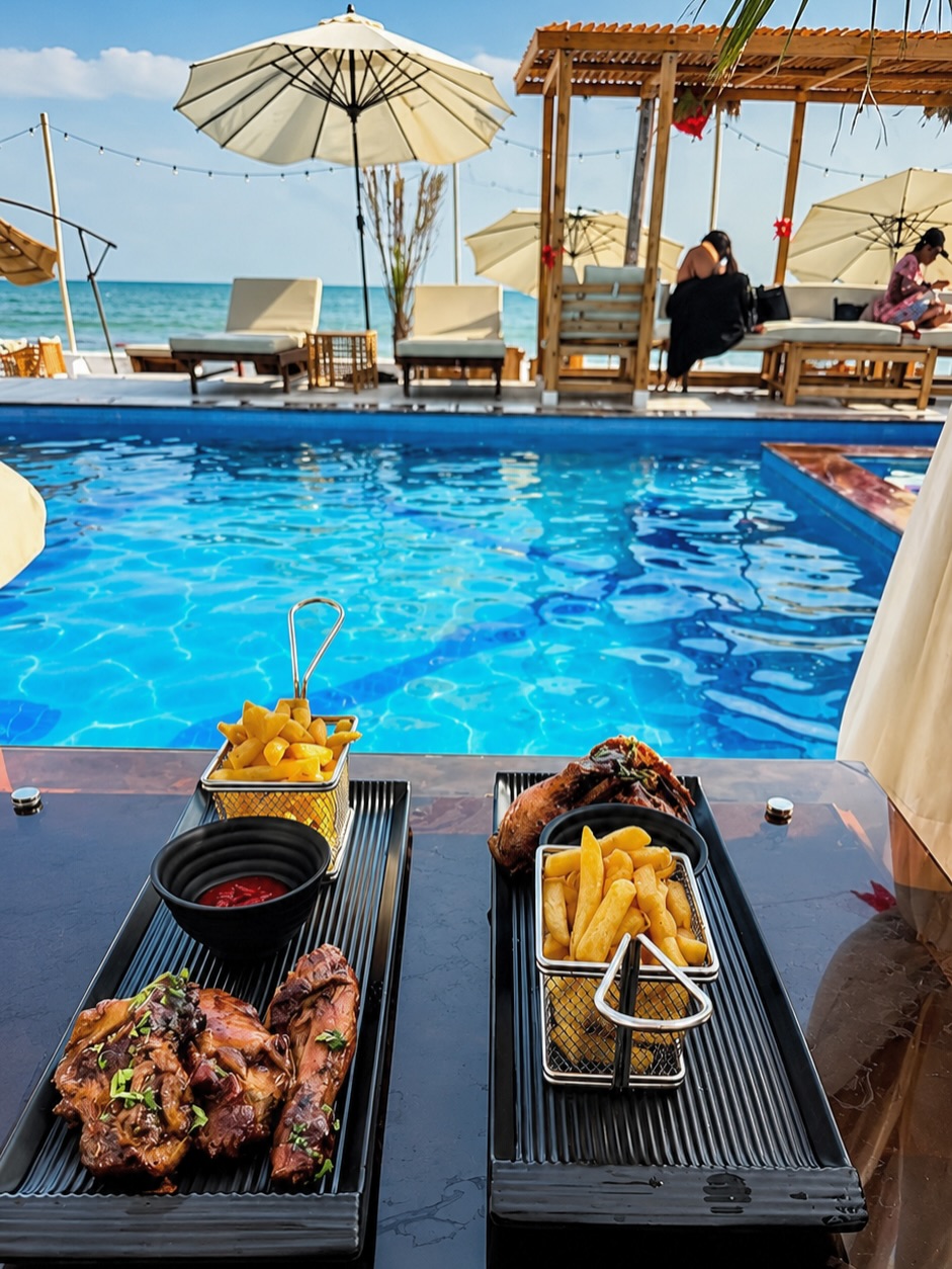 A tray of food at the beachside of Nautica Beach Resort in Lagos