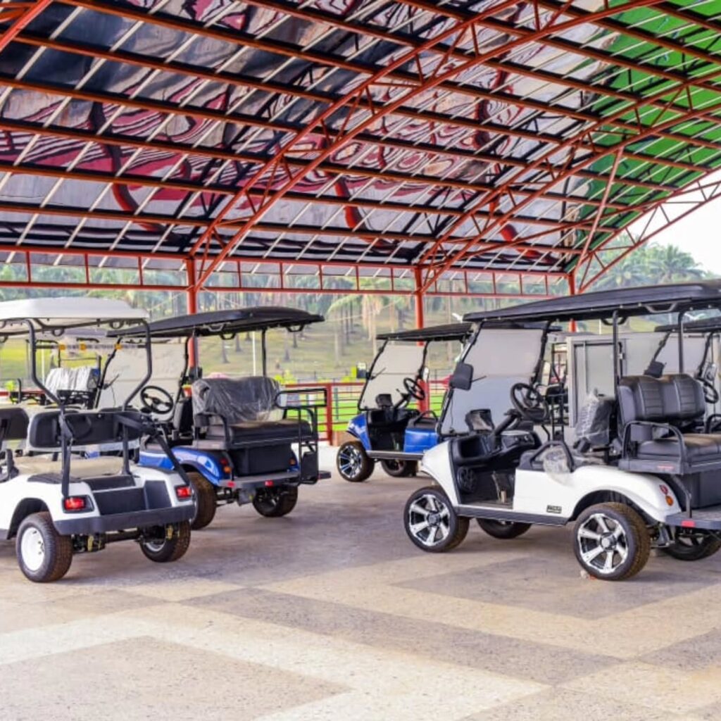 Electric buggy cars at Arise Palm Resort
