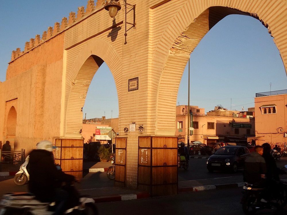 Entrance view of the Bab Doukkala gate in Marrakech