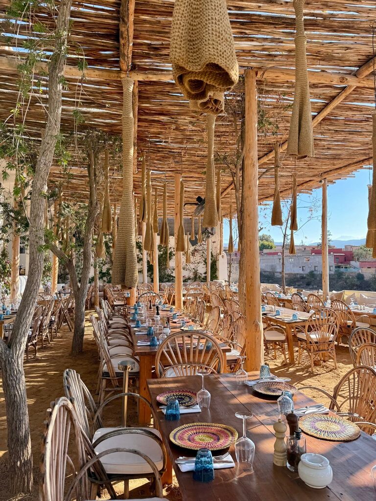 The beautiful restaurant area of Lake Lalla Takerkoust in Morocco