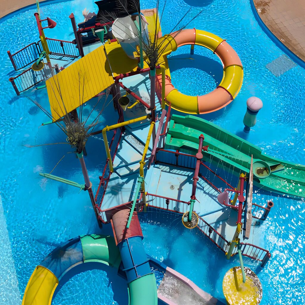 Waterpark slides at Eden Aquapark near Marrakech