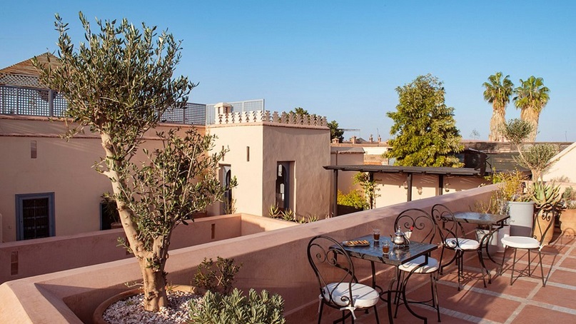 Rooftop terrace of an affordable Marrakech riad
